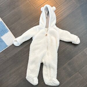 Carter White Fleece Baby Onesie 6m